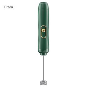 Handheld Electric Milk Frother Egg Beater Maker Kitchen Drink Foamer Mixer Coffee Creamer Whisk Frothy Stirring Tools - Green