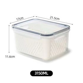 Storage Box Fridge Organizer Fresh Vegetable Fruit Boxes Drain Basket Storage Containers Pantry Kitchen Organizer For Kitchen - 3150ML