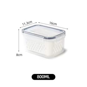 Storage Box Fridge Organizer Fresh Vegetable Fruit Boxes Drain Basket Storage Containers Pantry Kitchen Organizer For Kitchen - 800ML