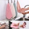 Kitchen daily dish towel;  dish cloth;  kitchen rag;  non-stick oil;  thickened table cleaning cloth;  absorbent scouring pad - 25x25cm pink - 1PC