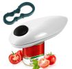 Kitchen Electric Can Opener;  Open Your Cans with A Simple Push of Button - Smooth Edge;  Food-Safe and Battery Operated Handheld Can Opener - White