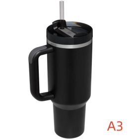 40 oz. With Logo Stainless Steel Thermos Handle Water Glass With Lid And Straw Beer Glass Car Travel Kettle Outdoor Water Bottle - 1200ml - A3