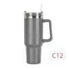 40 oz. With Logo Stainless Steel Thermos Handle Water Glass With Lid And Straw Beer Glass Car Travel Kettle Outdoor Water Bottle - 1200ml - C12