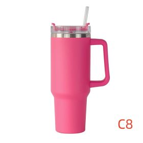 40 oz. With Logo Stainless Steel Thermos Handle Water Glass With Lid And Straw Beer Glass Car Travel Kettle Outdoor Water Bottle - 1200ml - C8