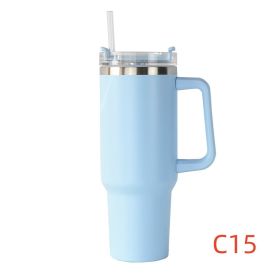 40 oz. With Logo Stainless Steel Thermos Handle Water Glass With Lid And Straw Beer Glass Car Travel Kettle Outdoor Water Bottle - 1200ml - C15