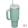 40 oz. With Logo Stainless Steel Thermos Handle Water Glass With Lid And Straw Beer Glass Car Travel Kettle Outdoor Water Bottle - 1200ml - A1