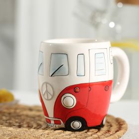 Creative Ceramic Bus Cup Interesting Milk Coffee Mug - Red - 301-400ml