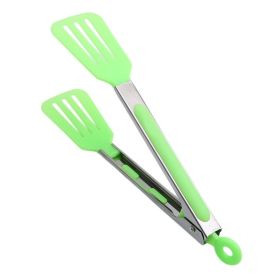 1pc Cross-border Exclusively For 9-inch Nylon Square Head Food Clip Barbecue Clip Flat Clip Bread Clip Stainless Steel Food Clip - Green