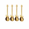 4Pcs Metal Guitar Spoon Flatware Set 18/10 Stainless Steel Guitar Spoons Creative Milk Coffee Spoon Ice Cream Candy Teaspoon - Golden 4 Pcs