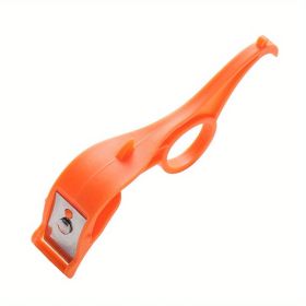 1pc; Portable Fruit Peeler; Stainless Steel Ring Pear Orange Kiwi Peeling Knief; Multi-functional Potato Vegetable Kitchen Dining Tool - Orange