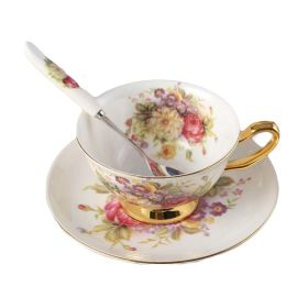 Tea Time Cup Saucer Spoon Set Coffee Cup Set Porcelain Tea Cup Ceramic Mug 6.8OZ - Default