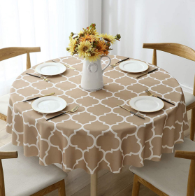 Tablecloth For Round Tables Waterproof Satin Resistant Washable Dining Table Protector - 120*120cm - khaki