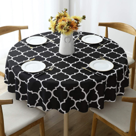 Tablecloth For Round Tables Waterproof Satin Resistant Washable Dining Table Protector - 100*100cm - black