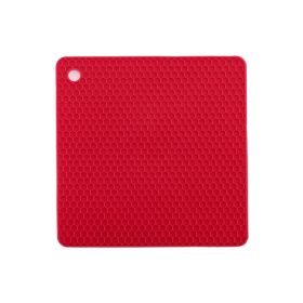 Non-Slip Honeycomb Kitchen Table Pad Multi-Purpose Hot Pads, Spoon Rest Heat Insulation Pad - Red