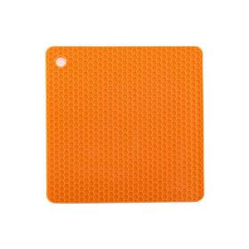 Non-Slip Honeycomb Kitchen Table Pad Multi-Purpose Hot Pads, Spoon Rest Heat Insulation Pad - Orange