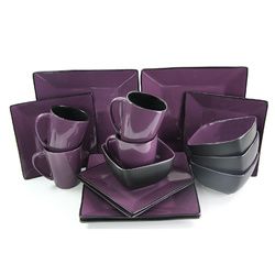 Elama Mulberry Loft 16 Piece Modern Premium Stoneware Dinnerware Set with Complete Settings for 4 - ELM-MULBERRY16