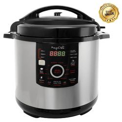 Megachef 12 Quart Steel Digital Pressure Cooker with 15 Presets and Glass Lid - MCPR-3500