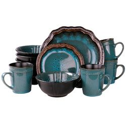 Elama?s Mystic Waves 16 Piece Dinnerware Set - EL-MYSTICWAVES