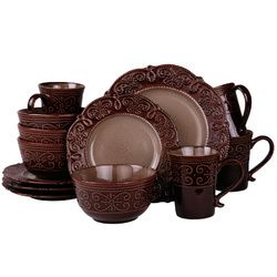 Elama?s Salia 16 Piece Stoneware Dinnerware Set - EL-SALIA16