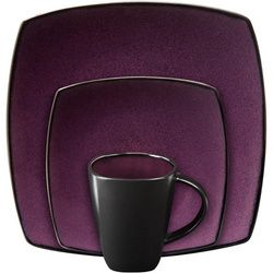 Gibson Soho Lounge Square 16-piece dinnerware set Purple - 80441.16