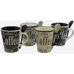 Gibson Bareggio 8 Piece 13 Ounce Coffee Mug with Spoon Set; Service for 4 - 91658.08