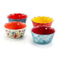 Urban Market Life On The Farm 4 Piece 8 Ounce Stoneware Ramekin Set in Assorted Designs - 122855.01