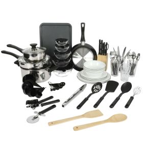 71-Piece Stainless Steel Silver Cookware Combo Set - black