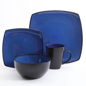 Square Stoneware 16 Piece Dinnerware Set - Blue