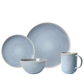 Blue Round Stoneware 16-Piece Dinnerware Set - Blue