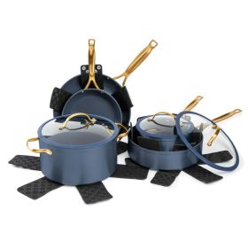 Non-Stick Pots and Pans 12-Piece Cookware Set - Blue