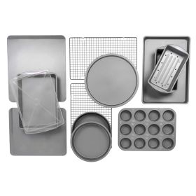 12-Piece Nonstick Steel Bakeware Set, Cookie Pan Set, Gray - Gray