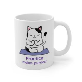 Yoga Theme - Practice Makes Purrfect Mug - One Size