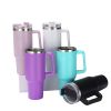 40 oz. With Logo Stainless Steel Thermos Handle Water Glass With Lid And Straw Beer Glass Car Travel Kettle Outdoor Water Bottle - 1200ml - A7