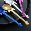 4Pcs Metal Guitar Spoon Flatware Set 18/10 Stainless Steel Guitar Spoons Creative Milk Coffee Spoon Ice Cream Candy Teaspoon - Rose Golden 4 Pcs