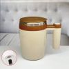 Fully Automatic Stirring Cup 380ml; Portable Rechargeable Coffee Milk Mixed Magnetic Water Cup; Small Kitchen Appliances - Brown