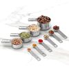 1 Set Stainless Steel Measuring Cups & Spoons Set; Cups And Spoons; Kitchen Gadgets For Cooking & Baking (4+6) 0.86lb - Stainless Steel