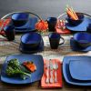 Square Stoneware 16 Piece Dinnerware Set - Blue