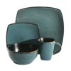 Square Stoneware 16 Piece Dinnerware Set - Teal