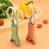 2pcs Kitchen Scissors & Vegetables Peeler; Stainless Steel Multifunctional Food Scissors - Green