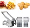 Stainless Steel French Fries and Vegetable Cutter with 2 Different Blades - Silver