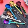 4Pcs Metal Guitar Spoon Flatware Set 18/10 Stainless Steel Guitar Spoons Creative Milk Coffee Spoon Ice Cream Candy Teaspoon - Rainbow 4 Pcs