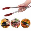 3Pcs Tongs With Silicon Tip Household Kitchen Utensil Stainless Steel High Heat Resistant Locking BBQ Cooking Accessories Baking - Black