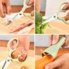 2pcs Kitchen Scissors & Vegetables Peeler; Stainless Steel Multifunctional Food Scissors - Green