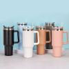 40oz Adventure Quencher Tumbler Thermos Vacuum Cups With Handle Stainless Steel Travel Water Cup Stay Ice Cold Car Coffee Mug - 1000-1500ml - 21