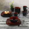 Square Stoneware 16 Piece Dinnerware Set - Red