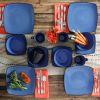 Square Stoneware 16 Piece Dinnerware Set - Blue