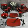 Square Stoneware 16 Piece Dinnerware Set - Red