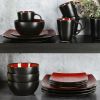 Square Stoneware 16 Piece Dinnerware Set - Red