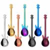 4Pcs Metal Guitar Spoon Flatware Set 18/10 Stainless Steel Guitar Spoons Creative Milk Coffee Spoon Ice Cream Candy Teaspoon - Blue 4 Pcs