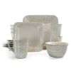 Ivory Lotus 16 Piece Square Stoneware Dinnerware Set - Multicolor